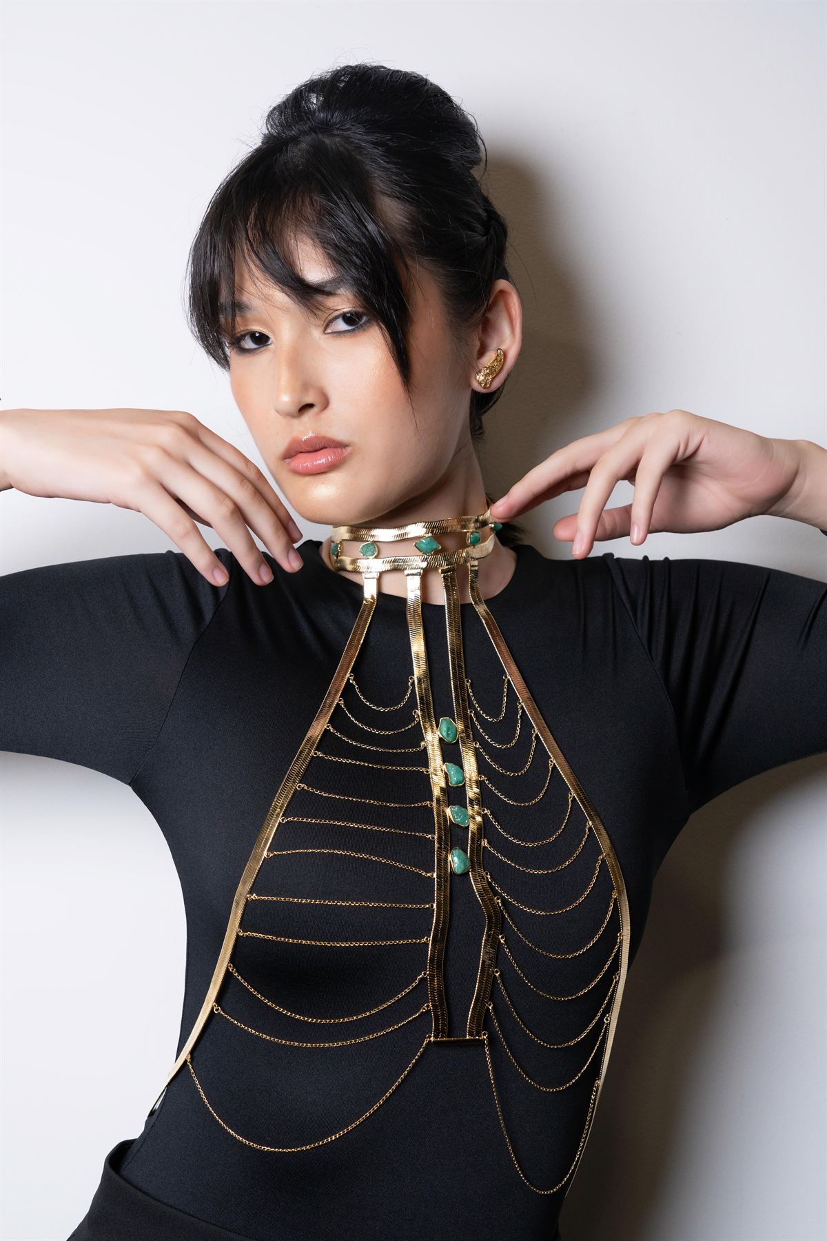 Conjunto completo de la colección sobre la modelo